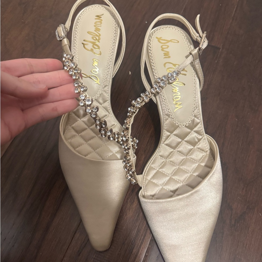 Sam Edelman Beige Embellished Heels - Picture 2 of 4